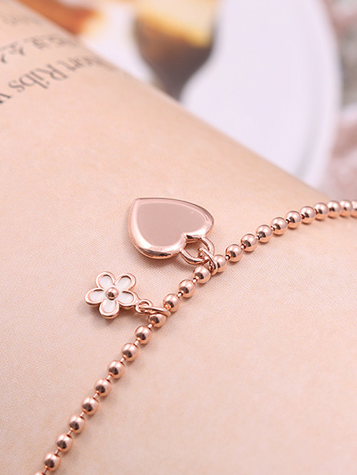 14K 18K 큐티 하트 꽃 베이비 팔찌