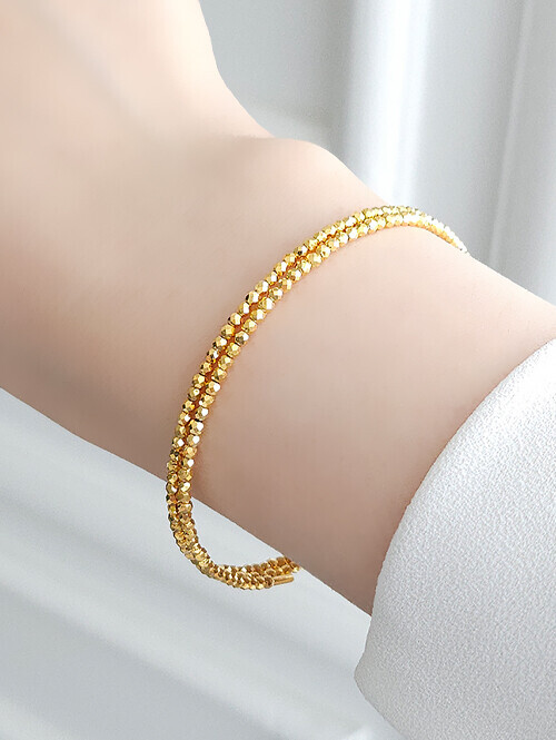 24K 순금 3.75g기준 컷팅볼 뱅글텐션 두줄 순금팔찌