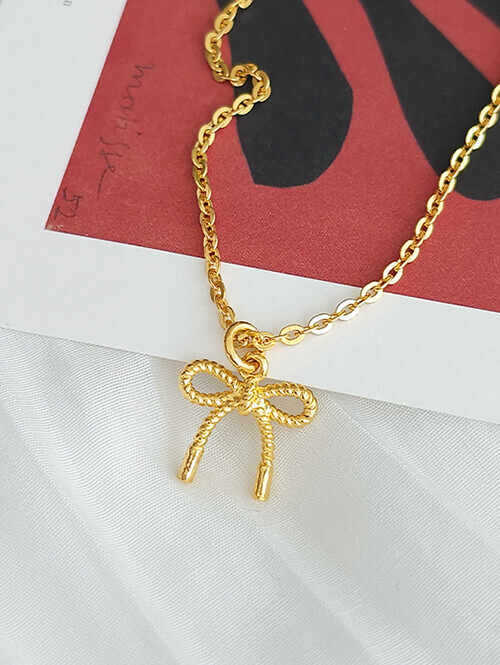 24K 순금 7.5g 젤리나 리본 목걸이 (+18K붕어장식 여유줄)