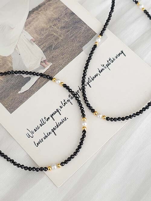 24K 순금 1.875g 스피넬 금볼진주 믹스 레이어드 목걸이(+18K붕어장식)