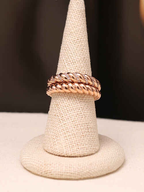 14K 18K 쉘링드 볼륨꼬임 레이어드 반지 (민자/큐빅)