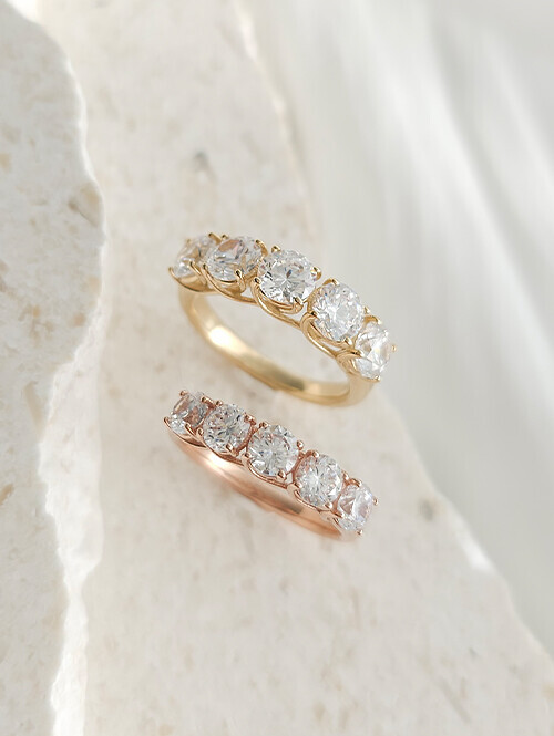 14K 18K 윙클리 빅큐빅 레이어드 반지 (5mm)