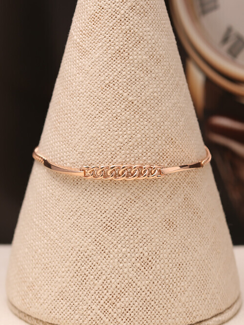 14K 18K 쉐볼릭 슬림체인 스틱 팔찌