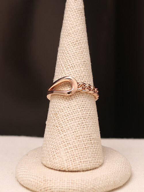 14K 18K 쉐볼릭 슬림체인 반지