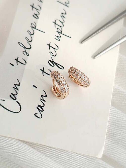 14K 18K 스타릿 큐빅 미니링 원터치 귀걸이