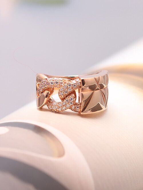 14K 18K 가나슈 엠보스퀘어 볼드 체인반지