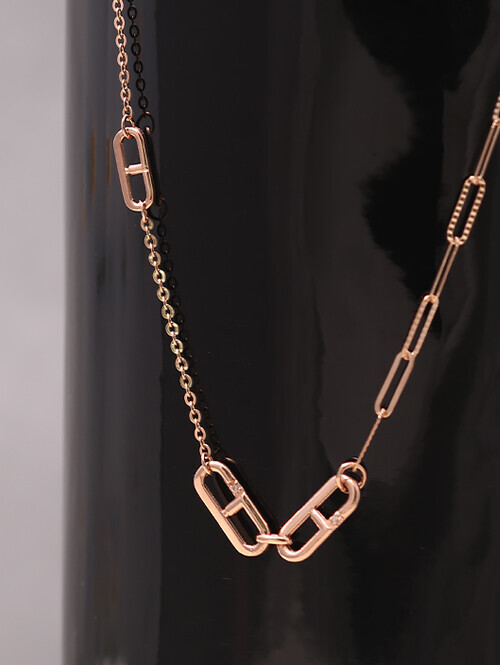 14K 18K 트윈드 언발 믹스클립 목걸이