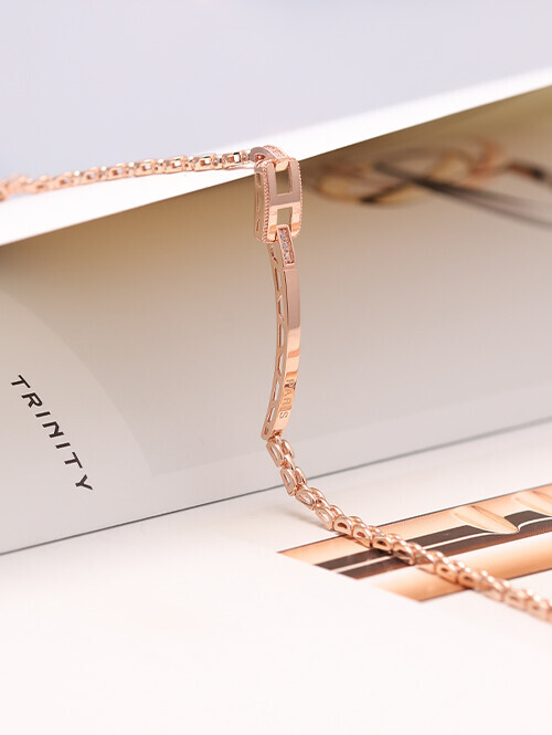 14K 18K 하메즈 H스틱 믹스체인 팔찌