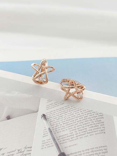 14K 18K 스케치 큐빅별 귀걸이