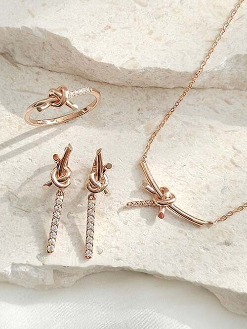 14K 18K 셀레나 매듭리본 스틱목걸이