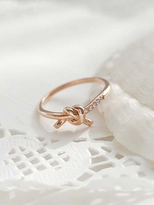 14K 18K 셀레나 매듭리본 큐빅반지