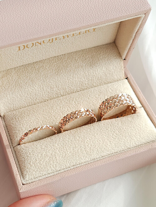 14K 18K 바이트 스퀘어컷팅 레이어드 반지 (한줄)