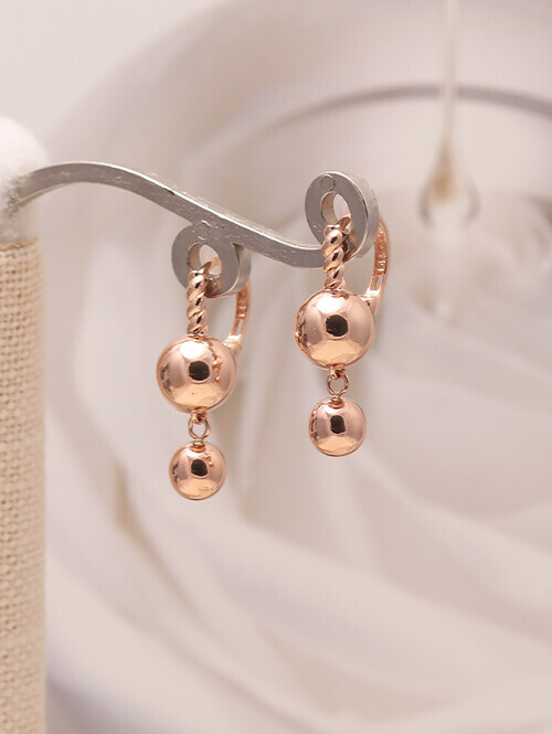 14K 18K 레헬 더블볼 드롭 귀걸이