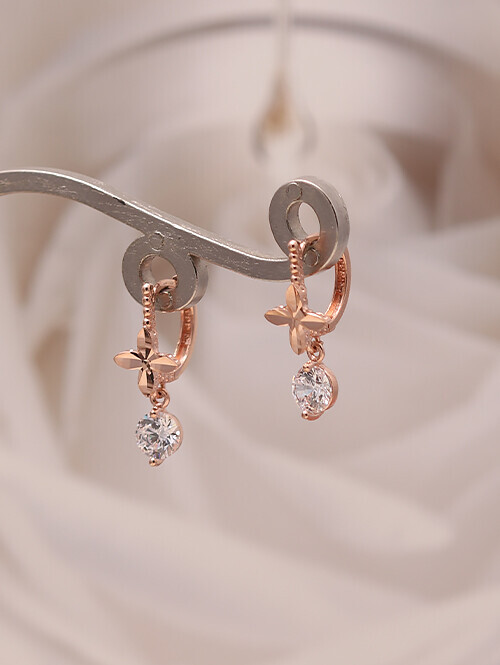 14K 18K 샤를 컷팅플라워 큐빅 귀걸이