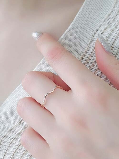 14K 18K 필링 지그재그 큐빅반지