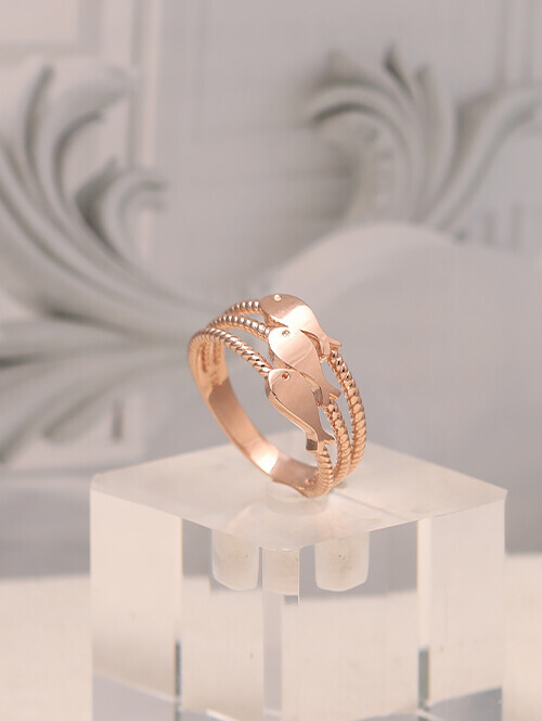 14K 18K 조인 행운물고기 트리플 세줄반지