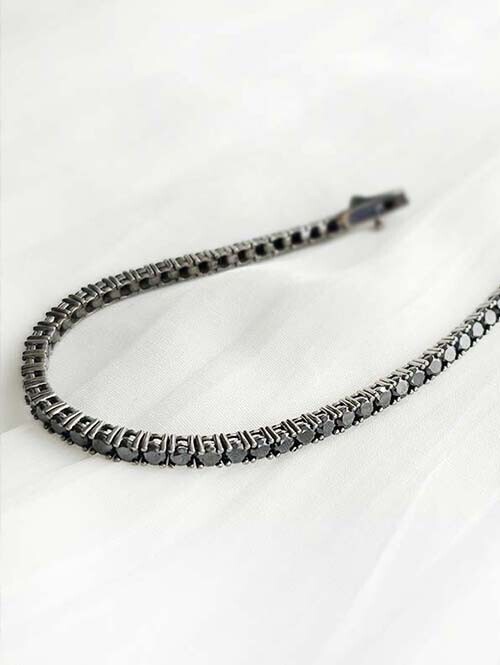 925실버  3mm 블랙큐빅 레이어드 테니스팔찌