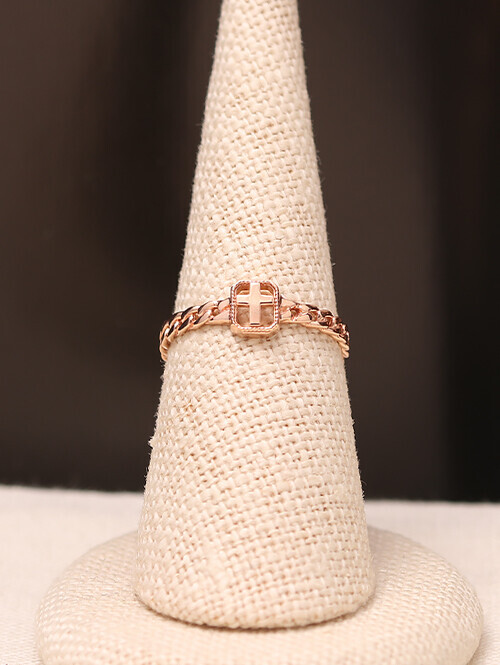 14K 18K 로코 십자가 엠보프레임 체인반지