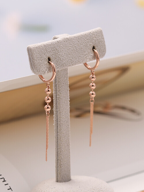 14K 18K 그레이프 쓰리볼 체인 드롭귀걸이