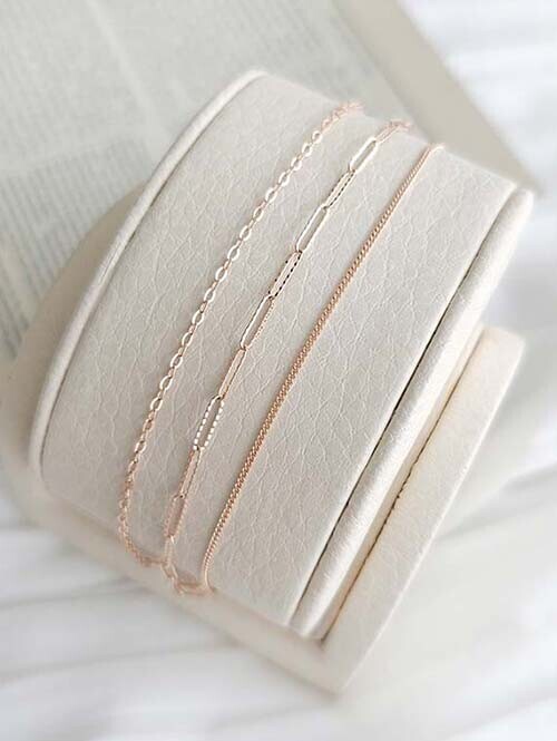 14K 18K 레미즈 세줄 체인 팔찌