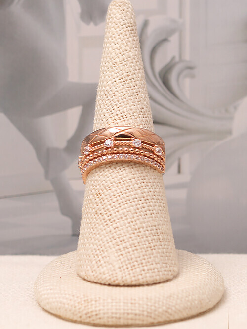 14K 18K 벨벳 엠보컷팅 볼드 레이어드 반지