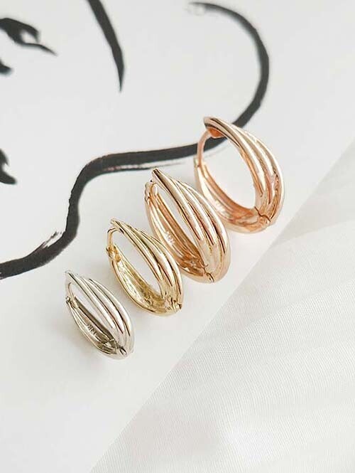 14K 18K 트리플라인 베이지골드 링귀걸이 (소,중,대)