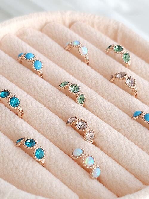 14K 18K ﻿무드 빈티지 컬러포인트 스톤귀걸이