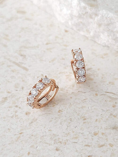 14K 18K 랩다이아 미니링 원터치 귀걸이(2.0mm)