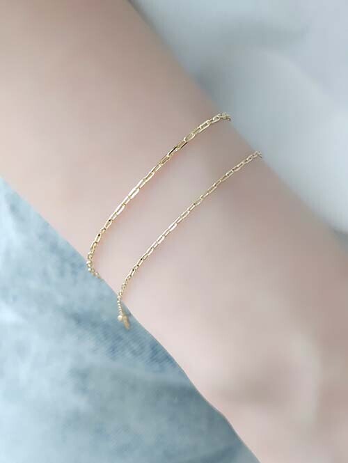 14K 18K 스텐다드 각모줄 체인 팔찌 (0.3굵기)