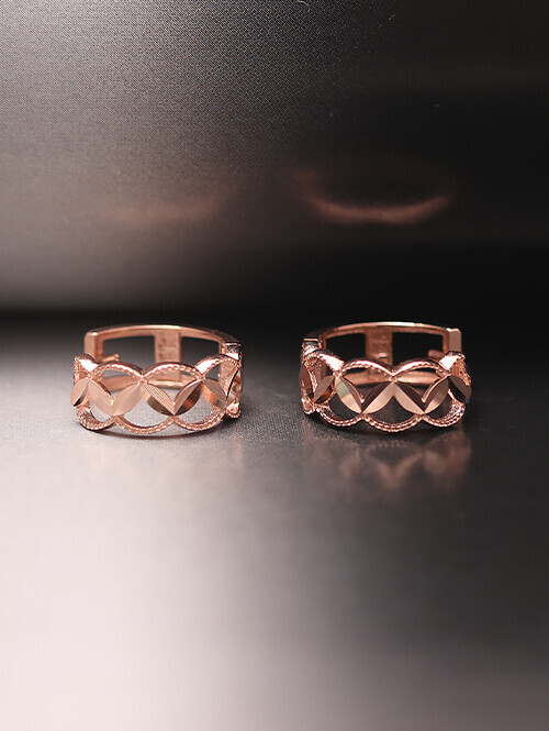 14K 18K 잎새 패턴 컷팅 링귀걸이