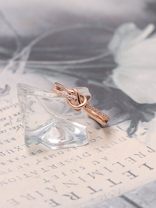 14K 18K 하트릿 두줄꼬임 큐빅반지