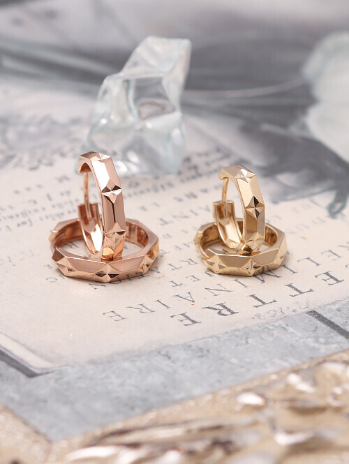 14K 18K 세미플라워 포인트컷팅 원터치 귀걸이 (소)