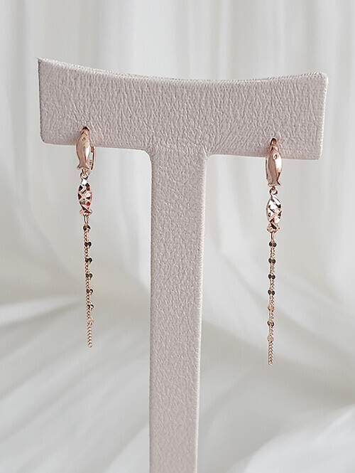 14K 18K 슬롭 물고기 찰랑 두줄드롭 귀걸이