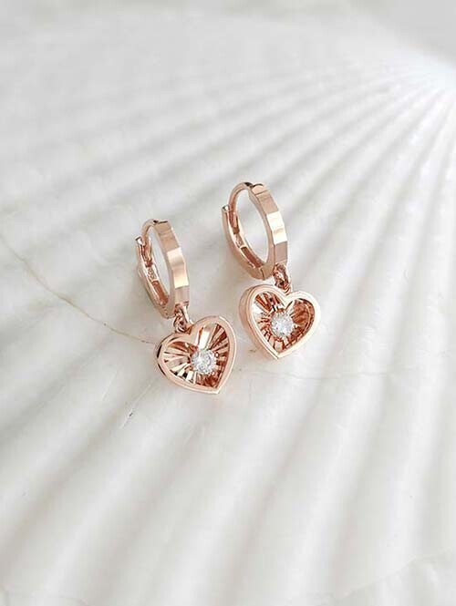 14K 18K 인더하트 플리츠컷팅 큐빅 귀걸이