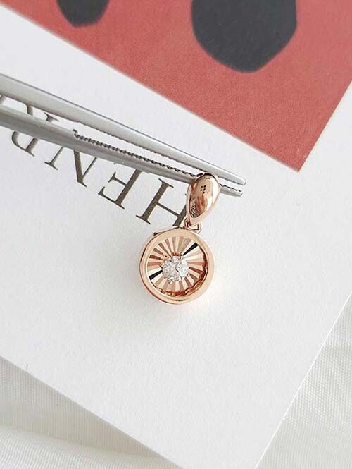 14K 18K 인더써클 플리츠컷팅 큐빅 펜던트(체인별도상품)