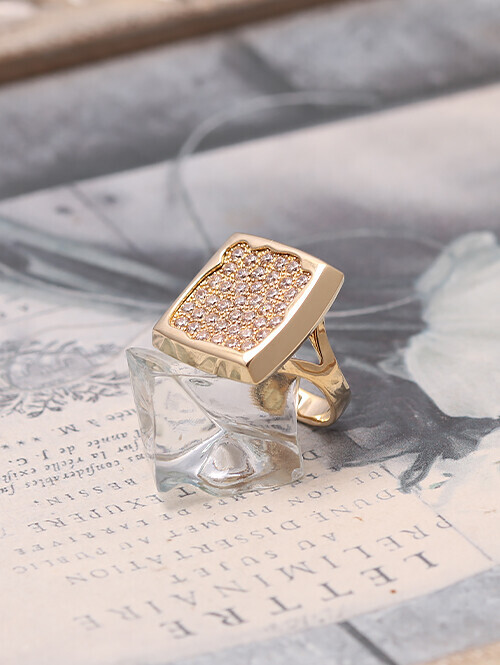 14K 18K 롬빅 스퀘어 글로시 볼드 반지