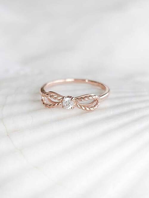 14K 18K 스티키 미니로프 리본반지