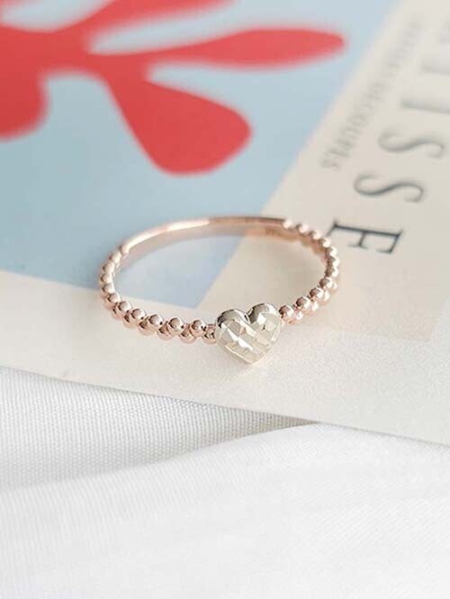 14K 18K 피치 투톤 하트컷팅 볼반지