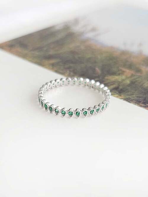 14K 18K 쉬폰레이스 에메랄드큐빅 한줄반지