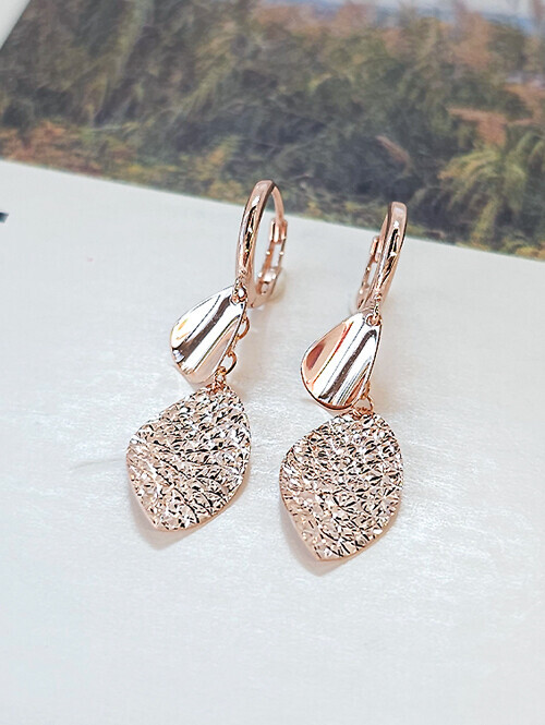 14K 18K 엔티끄 컷팅 더블라운드 드롭귀걸이