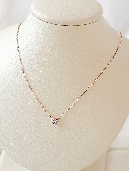 14K 18K 펜시컷 하트 2부 랩다이아몬드 목걸이