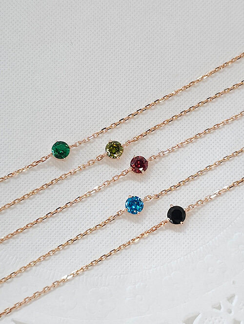 14K 18K 비비드 컬러큐빅 데일리 체인팔찌