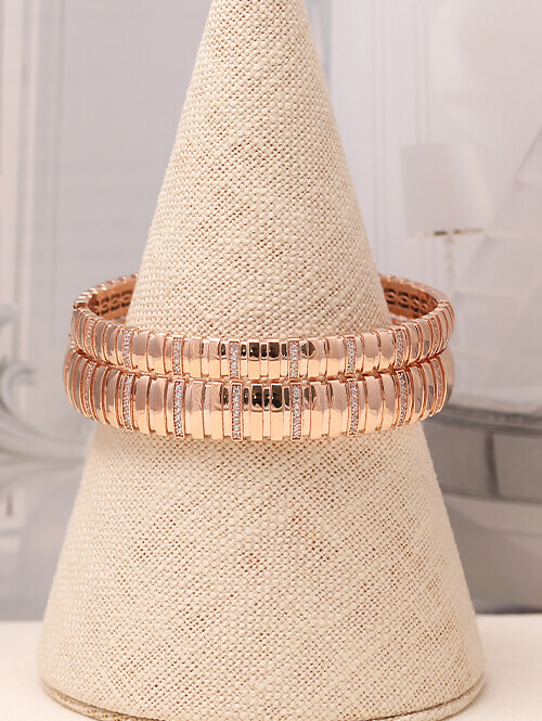 14K 18K 세비체 세로줄 큐빅 뱅글 통팔찌 (소)