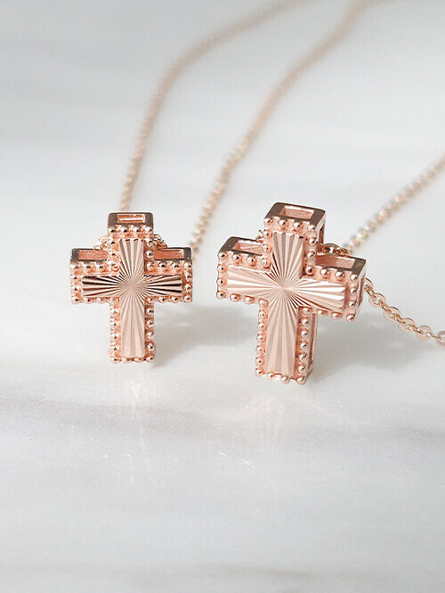 14K 18K 델시엘 컷팅 십자가 일체형목걸이 (대)