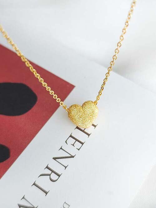 24K 순금 3.75g 반짝이 통통하트 목걸이(+18K 붕어장식)