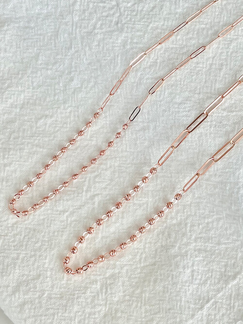 14K 18K 컷팅볼 클립체인 레이어드 목걸이 (소사이즈)