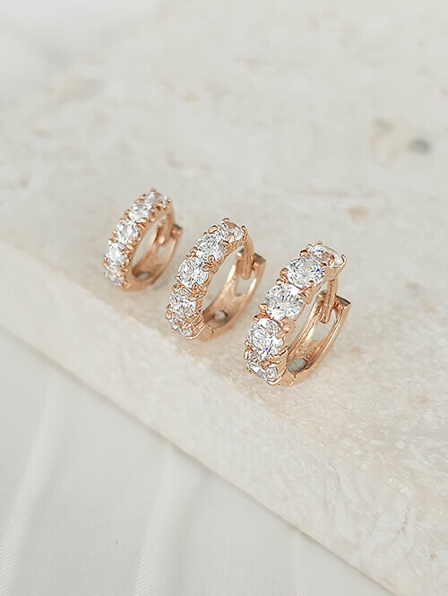 14K 18K 라이트 큐빅 원터치 링귀걸이 (대사이즈)