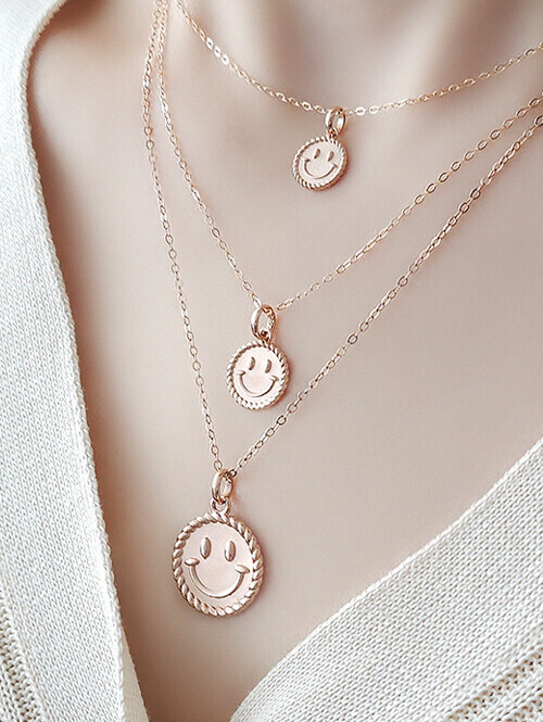 14K 18K 로프 스마일 양면 펜던트 (대 사이즈) (체인별도상품)