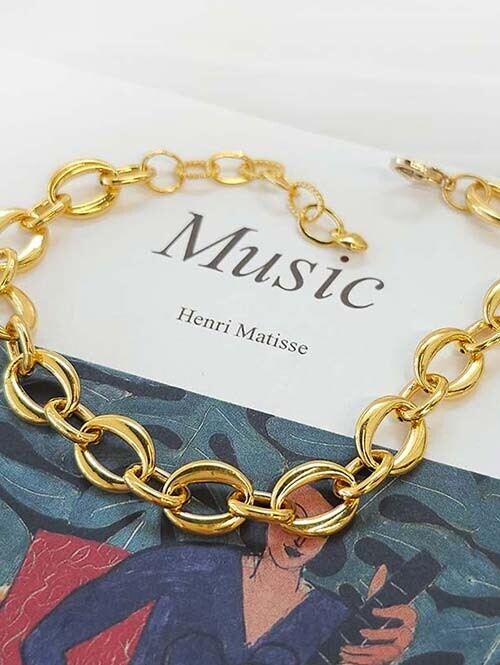 24K 순금 7.5g 빅 할로우 링 체인팔찌