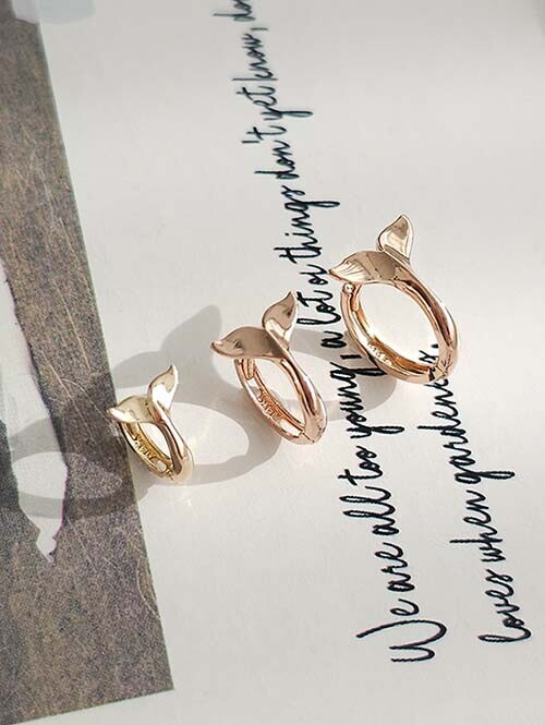 14K 18K 돌고래 꼬리 원터치 귀걸이(미니)